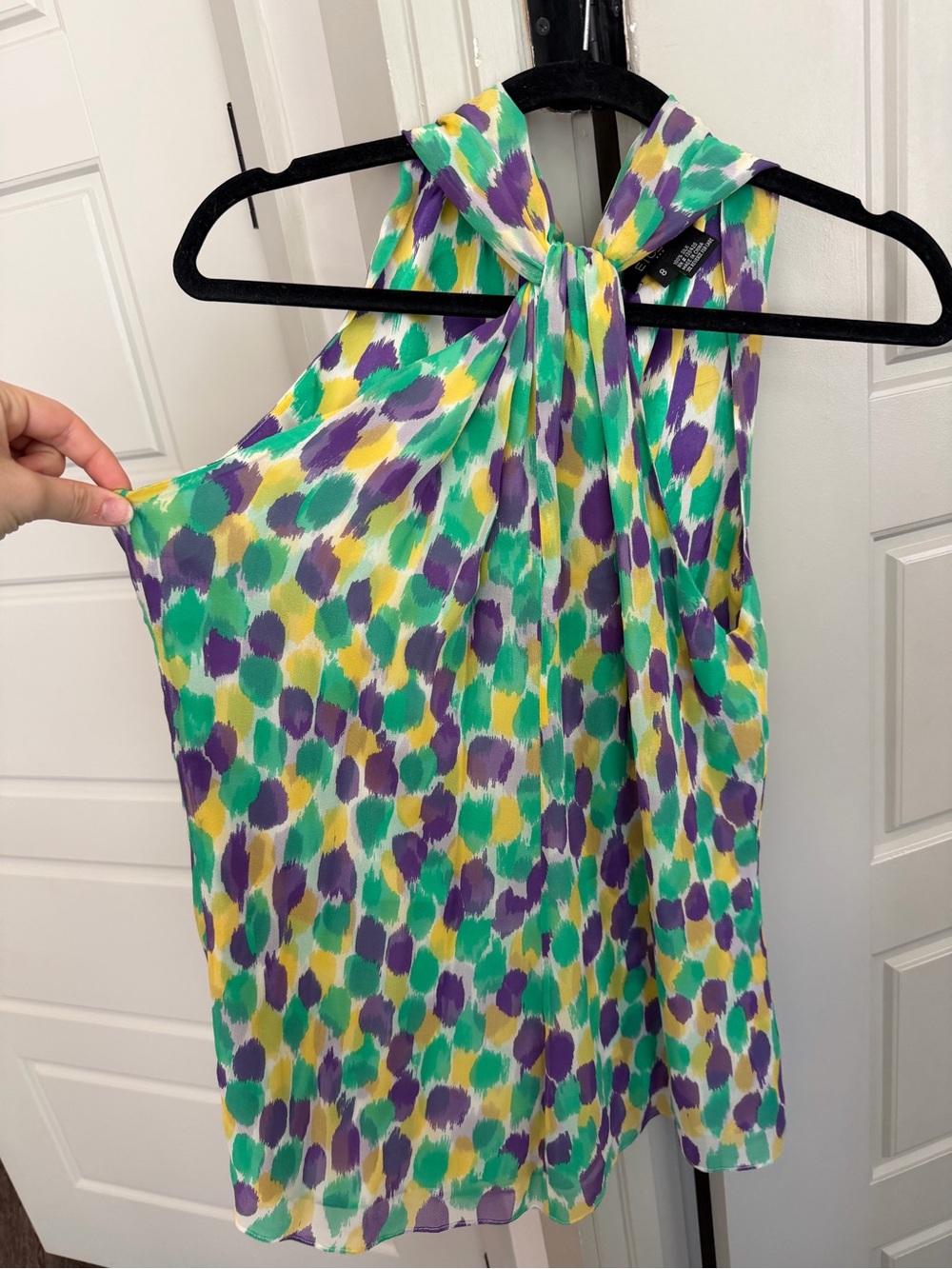 Etcetera Multi-Color Sleeveless Sheer Lined Silk Blouse